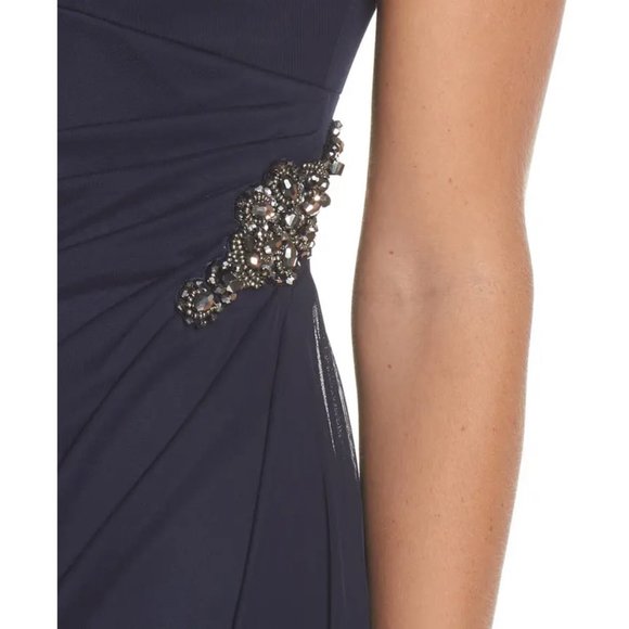 ALEX EVENINGS DRESS, SIZE 6, NAVY - Picture 4 of 13